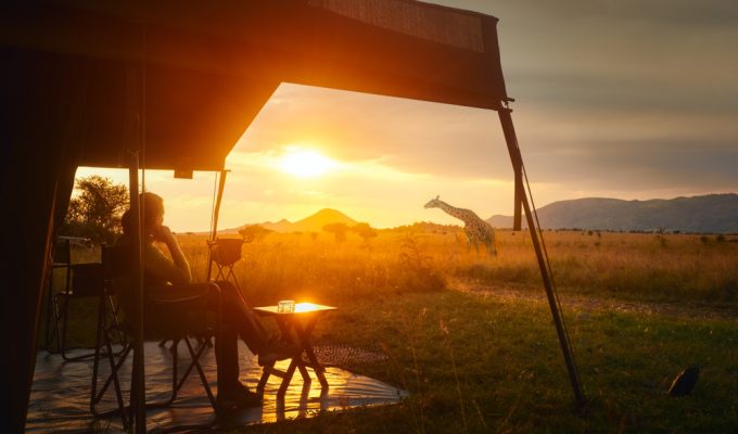 sustainable luxury travel -- safari at sunset