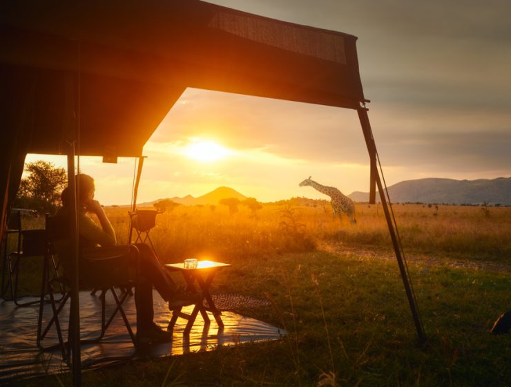 sustainable luxury travel -- safari at sunset