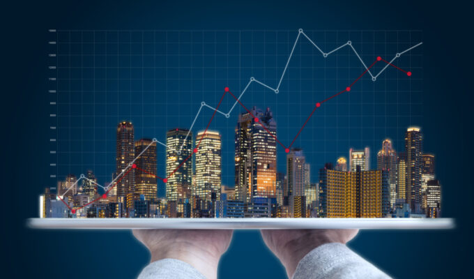 Navigating Real Estate Funds CREW Miami hands holding city landscape